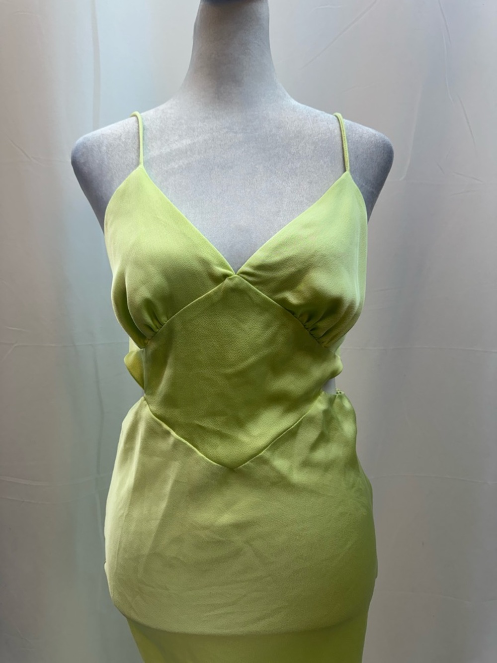 Boohoo Lime Green Satin Like Slip Midi Dress 4 - Picture 2 of 4